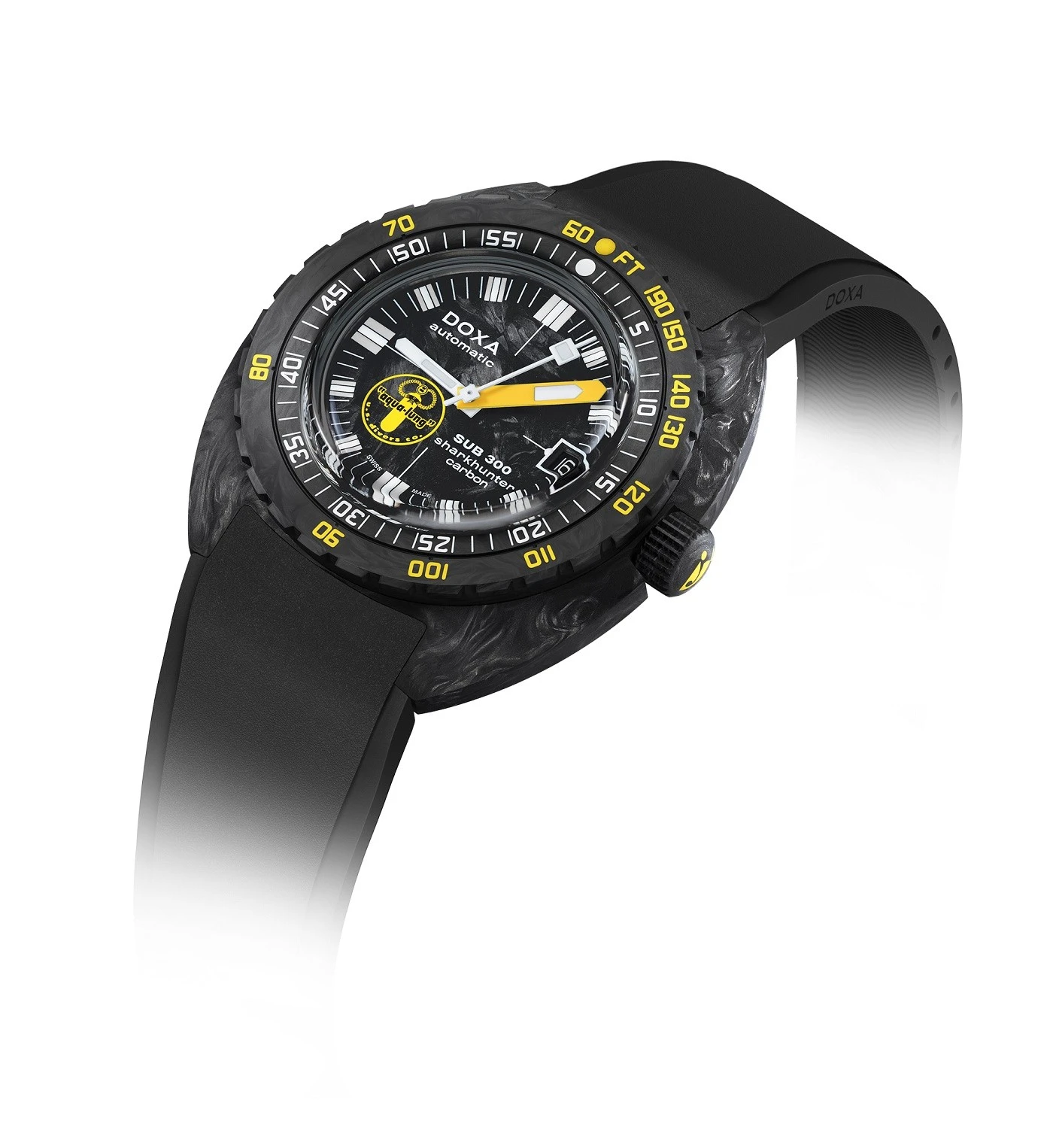 DOXA SUB 300 Carbon Aqua Lung US Divers Edition Sharkhunter Diver COSC Chronometer 822.70.101AQL.20, zdjęcie 2 z 8
